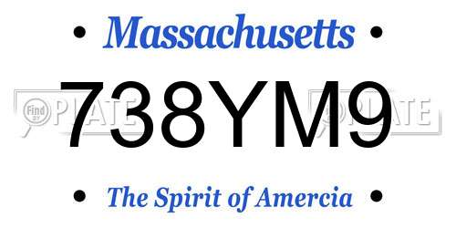 738YM9 Massachusetts License Plate