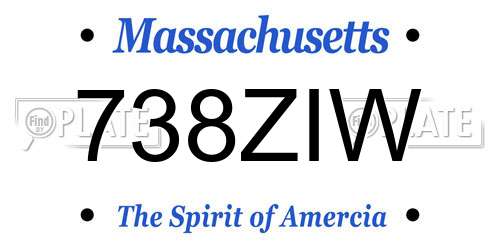 738ZIW Massachusetts License Plate