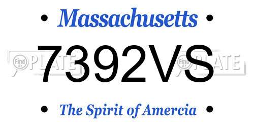 7392VS Massachusetts License Plate