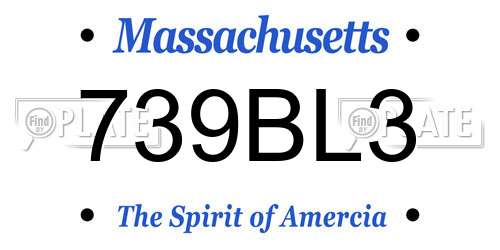 739BL3 Massachusetts License Plate
