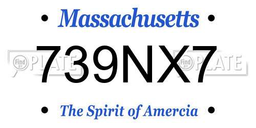 739NX7 Massachusetts License Plate