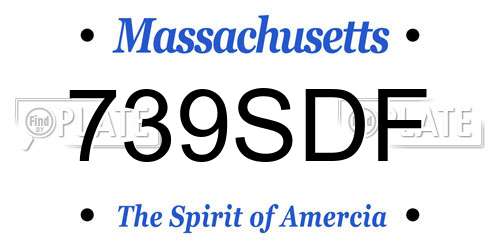 739SDF Massachusetts License Plate