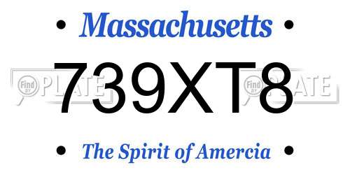 739XT8 Massachusetts License Plate