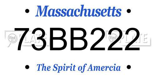 73BB222 Massachusetts License Plate