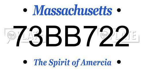 73BB722 Massachusetts License Plate