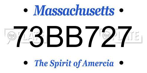 73BB727 Massachusetts License Plate