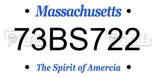 73BS722 Massachusetts License Plate
