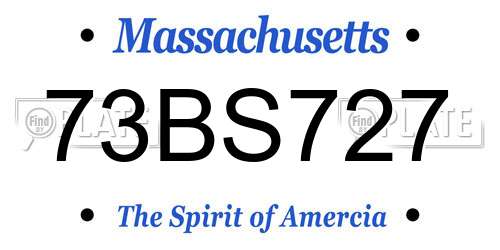 73BS727 Massachusetts License Plate