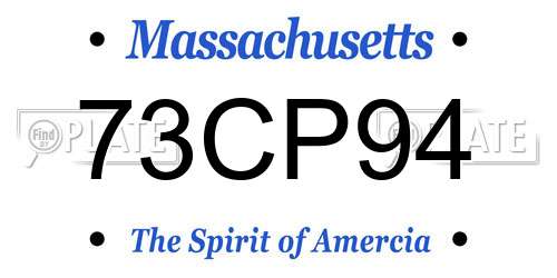 73CP94 Massachusetts License Plate