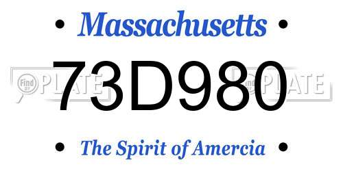 73D980 Massachusetts License Plate