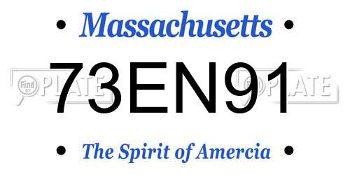 73EN91 Massachusetts License Plate
