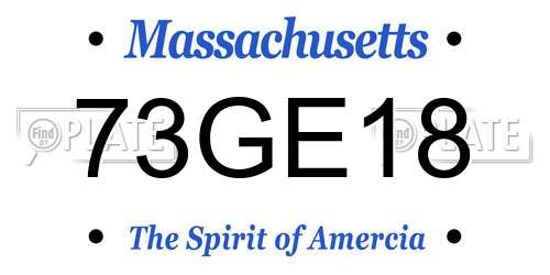 73GE18 Massachusetts License Plate