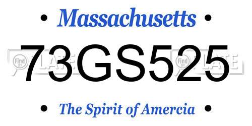 73GS525 Massachusetts License Plate