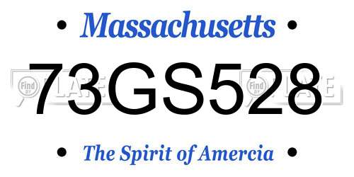 73GS528 Massachusetts License Plate