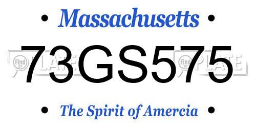 73GS575 Massachusetts License Plate