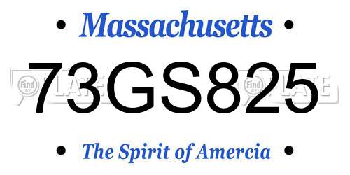 73GS825 Massachusetts License Plate