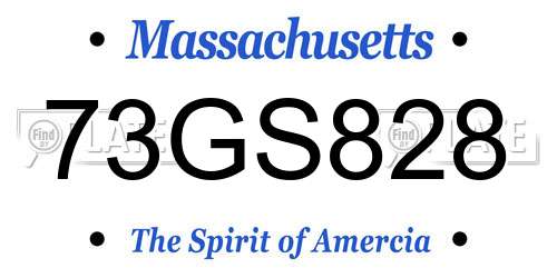 73GS828 Massachusetts License Plate