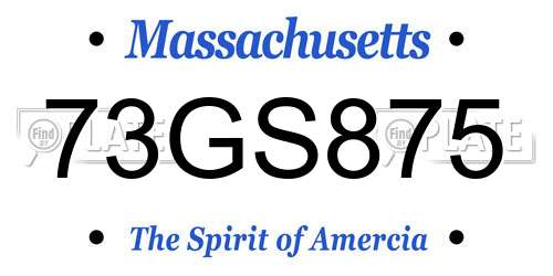 73GS875 Massachusetts License Plate