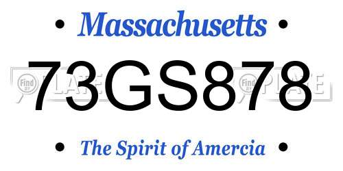 73GS878 Massachusetts License Plate