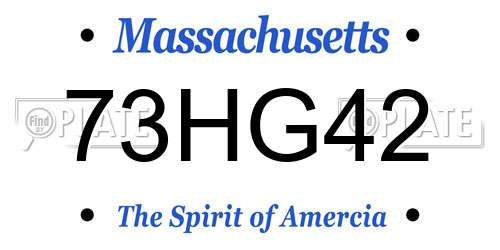 73HG42 Massachusetts License Plate