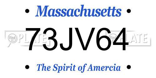 73JV64 Massachusetts License Plate