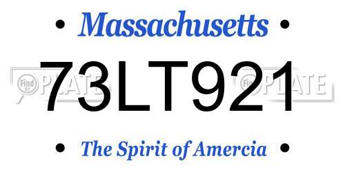 73LT921 Massachusetts License Plate