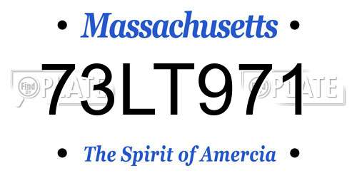 73LT971 Massachusetts License Plate