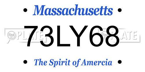 73LY68 Massachusetts License Plate