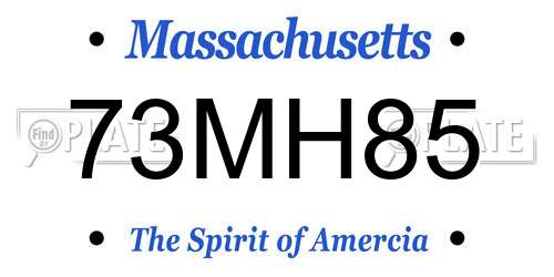 73MH85 Massachusetts License Plate