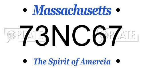 73NC67 Massachusetts License Plate
