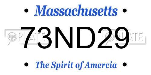 73ND29 Massachusetts License Plate
