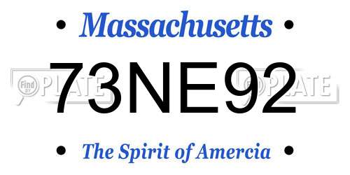 73NE92 Massachusetts License Plate
