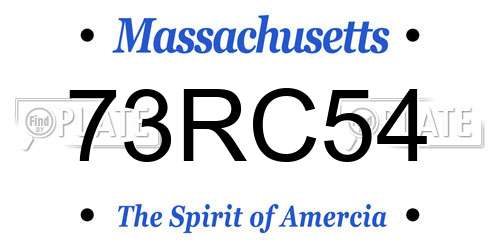 73RC54 Massachusetts License Plate