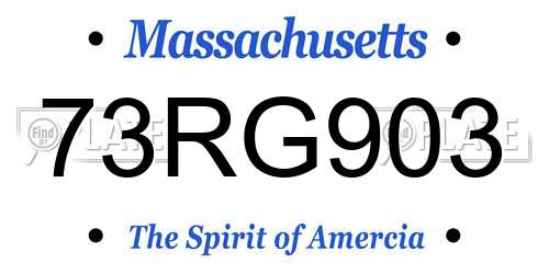 73RG903 Massachusetts License Plate