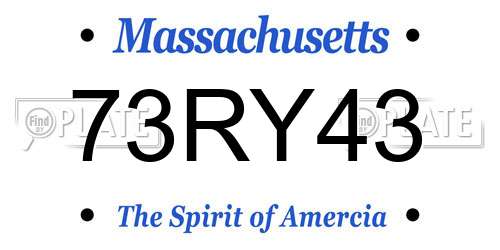 73RY43 Massachusetts License Plate