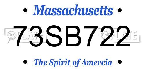 73SB722 Massachusetts License Plate
