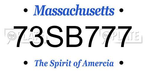 73SB777 Massachusetts License Plate