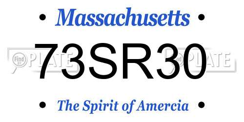 73SR30 Massachusetts License Plate