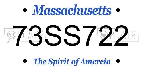 73SS722 Massachusetts License Plate