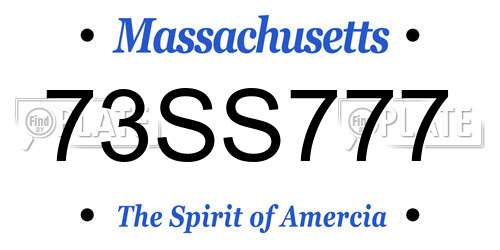 73SS777 Massachusetts License Plate
