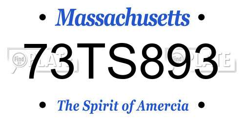 73TS893 Massachusetts License Plate