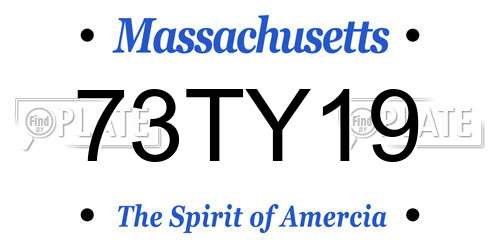 73TY19 Massachusetts License Plate