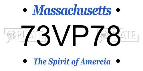 73VP78 Massachusetts License Plate