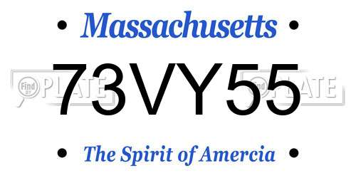 73VY55 Massachusetts License Plate