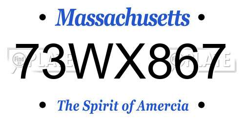 73WX867 Massachusetts License Plate