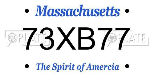73XB77 Massachusetts License Plate