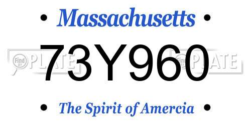 73Y960 Massachusetts License Plate