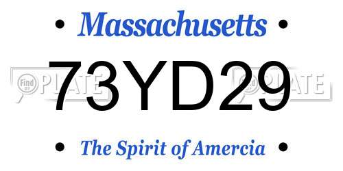 73YD29 Massachusetts License Plate
