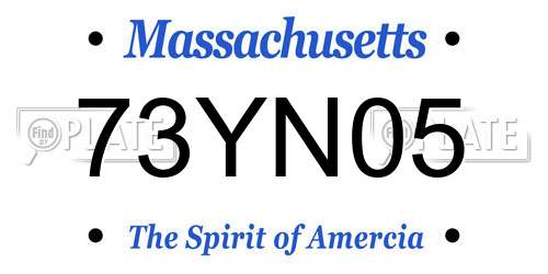73YN05 Massachusetts License Plate