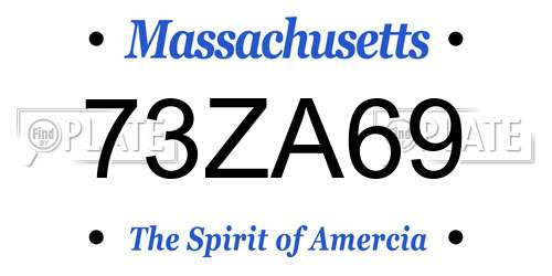 73ZA69 Massachusetts License Plate